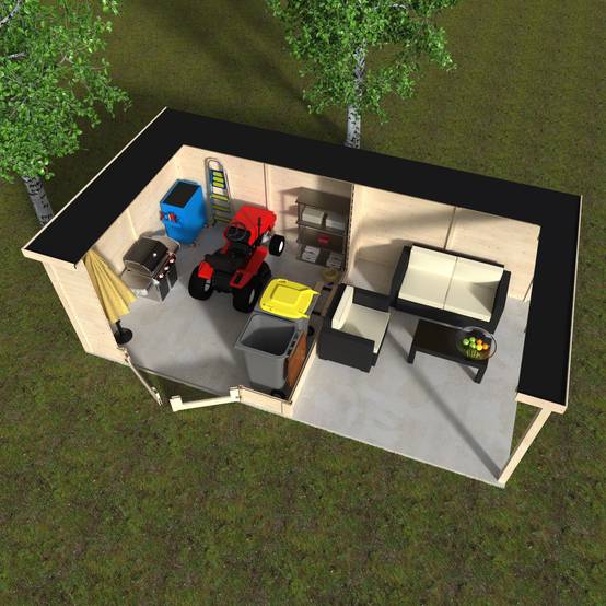 Decor et Jardin - Abri de jardin DÉLICES 8,94 m² + auvent 7,84 m² – 6×3 m, madriers 28 mm – Décor et Jardin - Image 4