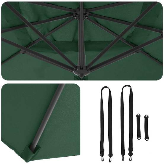Parasol de jardin | Parasol d'extérieur | Parasol Roma Vert 286 x 284 x 265 cm Aluminium et polyester Maison Chic - Image 8