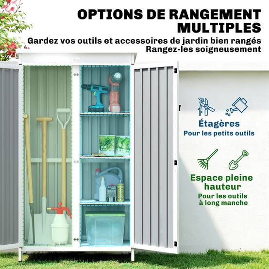 Armoire de Jardin Bois et Acier Rangement Extérieur 3 Étagères 94x43x166cm Noir - ComfortXL Outdoor Living - Image 7