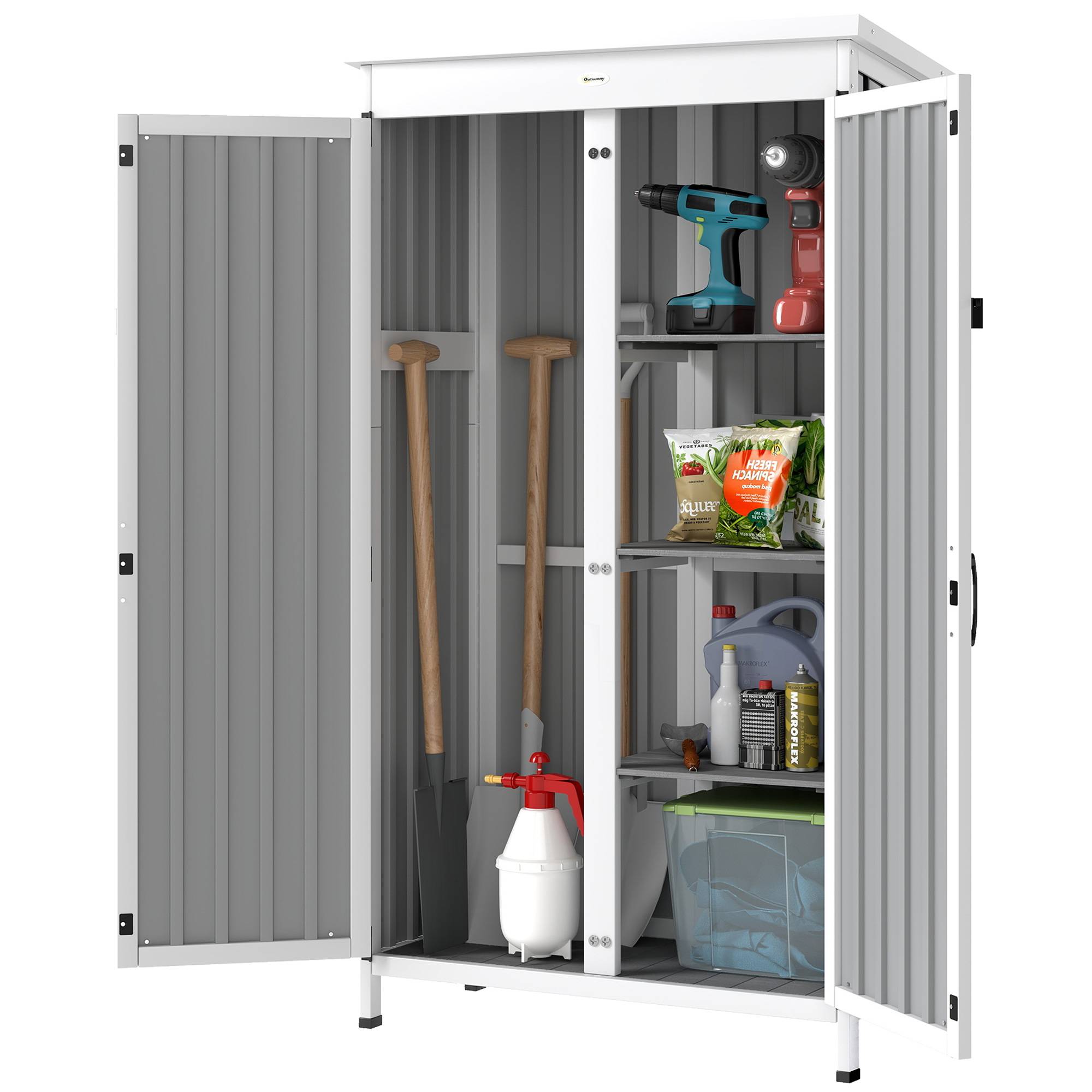 Armoire de Jardin Bois et Acier Rangement Extérieur 3 Étagères 94x43x166cm Noir - ComfortXL Outdoor Living - Image 2