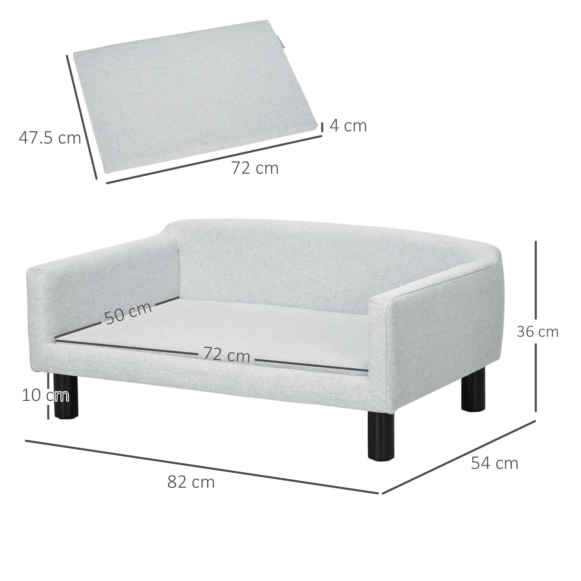 Sans Marque - Canapé velours petits et moyens chiens avec coussin accoudoirs dossier 82x54x36 cm gris clair - Image 5