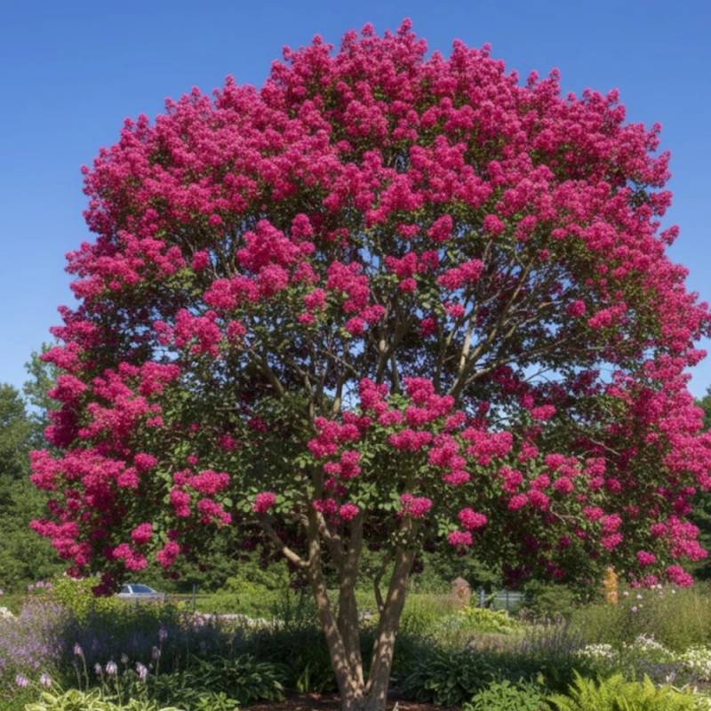 Lilas des Indes Souvenir d'André Desmartis, Lagerstroemia à fleurs Rose/ - feuillage Caduc - Pot de 3L - Touffe - Image 3