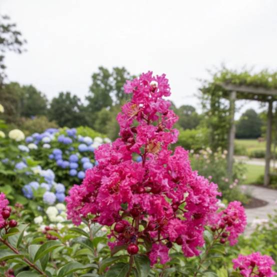 Lilas des Indes Souvenir d'André Desmartis, Lagerstroemia à fleurs Rose/ - feuillage Caduc - Pot de 3L - Touffe - Image 5