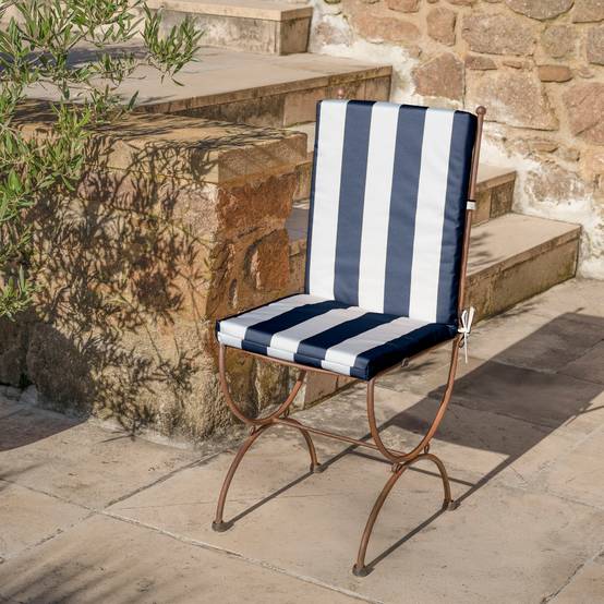 Home Maison - Coussin de fauteuil assise et dossier imperméable à rayures ARCACHON - HOME MAISON - Polyester - Bleu Foncé - Image 5