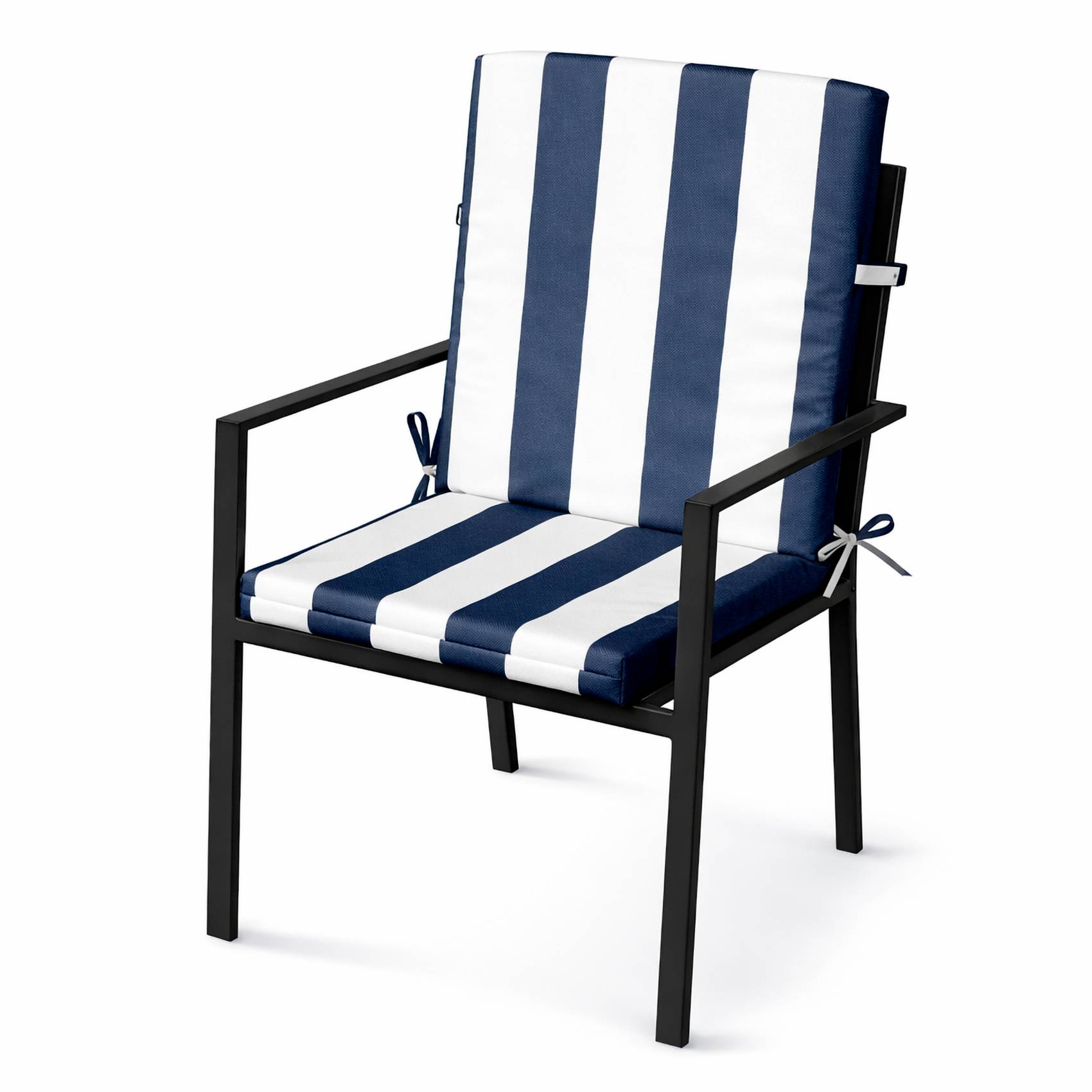 Home Maison - Coussin de fauteuil assise et dossier imperméable  à rayures ARCACHON - HOME MAISON - Polyester - Bleu Foncé - Image 1