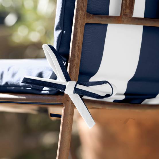 Home Maison - Coussin de fauteuil assise et dossier imperméable à rayures ARCACHON - HOME MAISON - Polyester - Bleu Foncé - Image 2