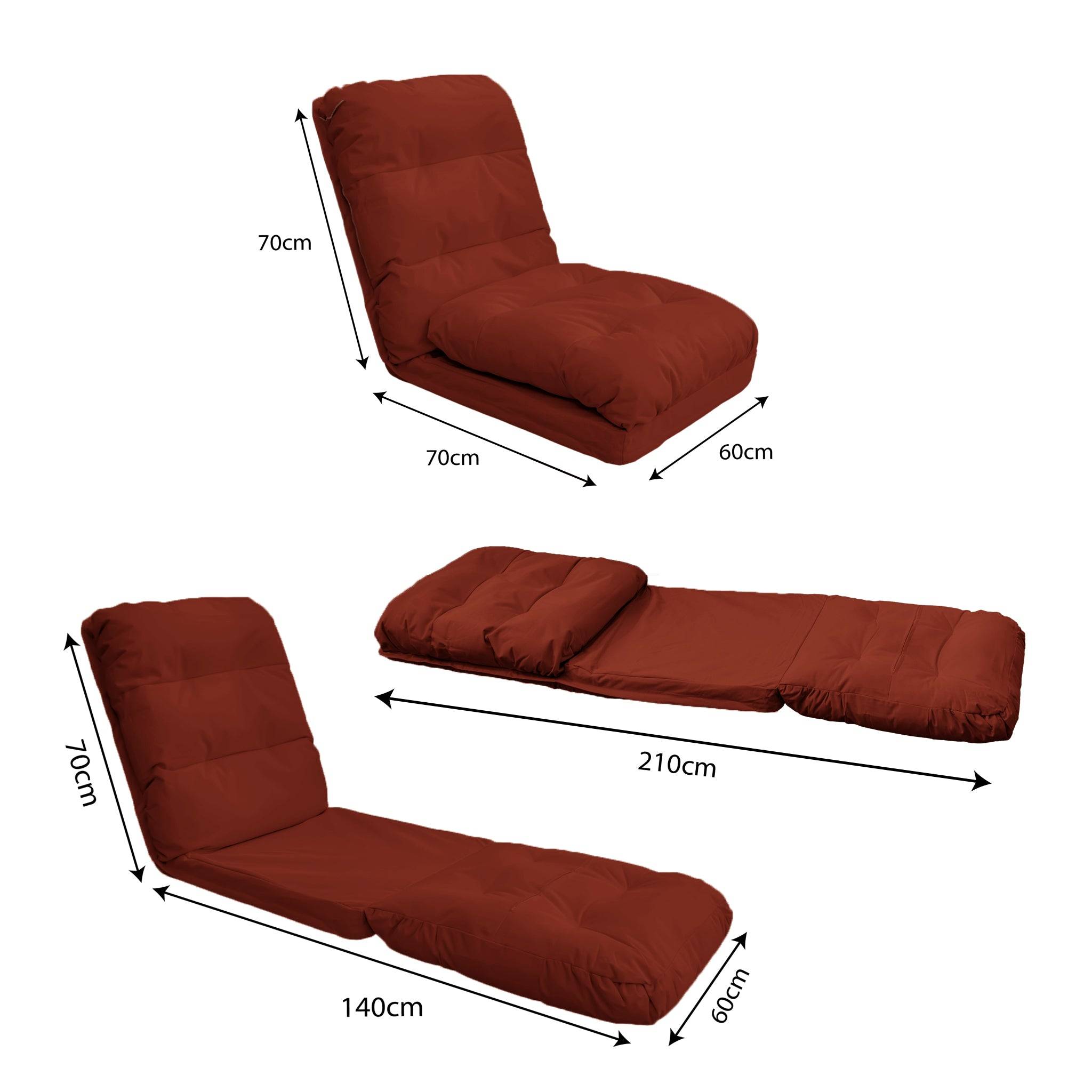 Fauteuil Convertible Réglable à 6 Positions 70x60cm Terracotta - Déco arts - Image 4
