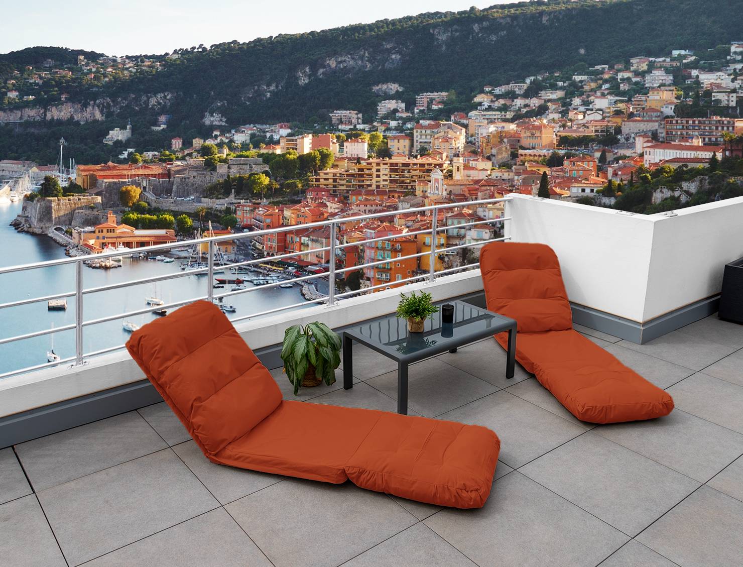 Fauteuil Convertible Réglable à 6 Positions 70x60cm Terracotta - Déco arts - Image 8