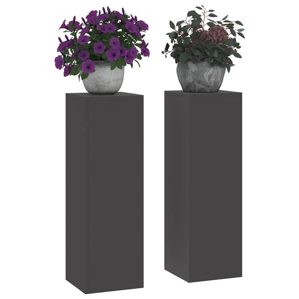 Lot de 2 Porte-plantes Hauts en Acier Robuste Design Moderne pour Balcon Jardin Extérieur Noir 75 cm – ComfortXL Outdoor Living - Image 3