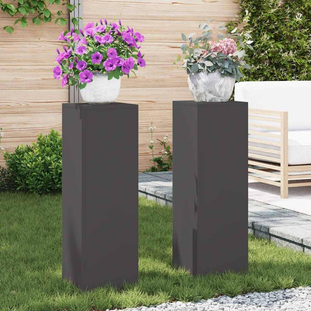 Lot de 2 Porte-plantes Hauts en Acier Robuste Design Moderne pour Balcon Jardin Extérieur Noir 75 cm – ComfortXL Outdoor Living - Image 1