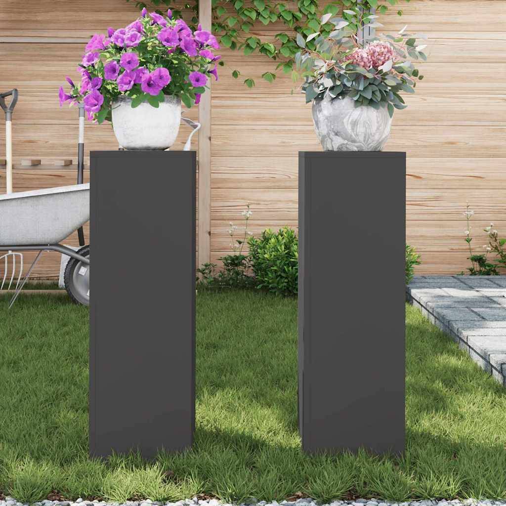 Lot de 2 Porte-plantes Hauts en Acier Robuste Design Moderne pour Balcon Jardin Extérieur Noir 75 cm – ComfortXL Outdoor Living - Image 4