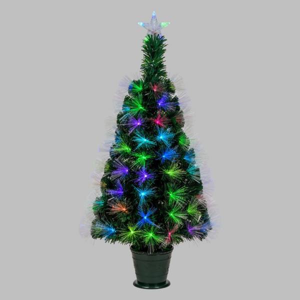 Lotti - Sapin lumineux fibre optique RGB télécommande 100CM multicouleur pot vert Lotti - Image 1