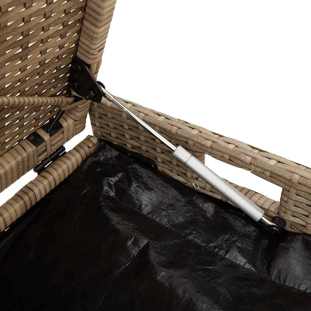 Banc Coffre Rangement Résine Tressée Jardin Assise 100cm Beige - ComfortXL Outdoor Living - Image 9