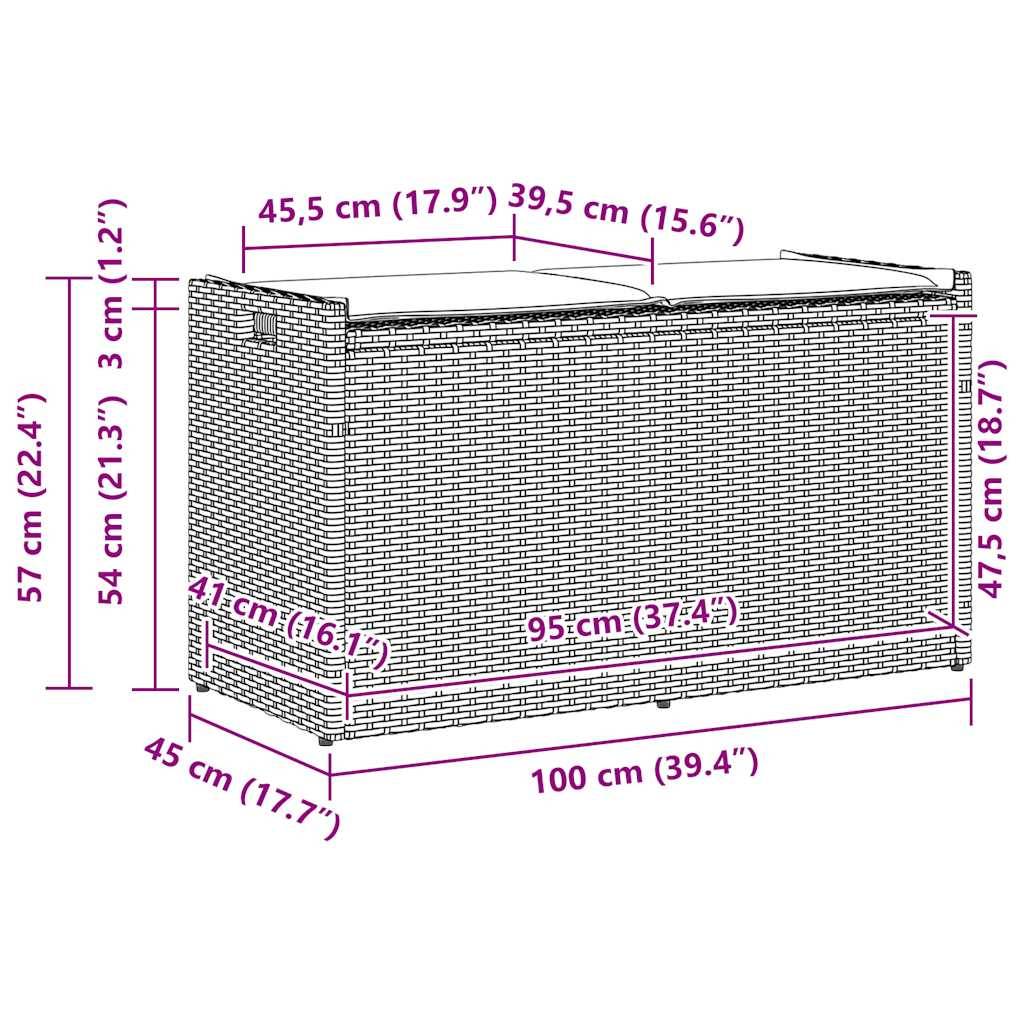 Banc Coffre Rangement Résine Tressée Jardin Assise 100cm Beige - ComfortXL Outdoor Living - Image 4