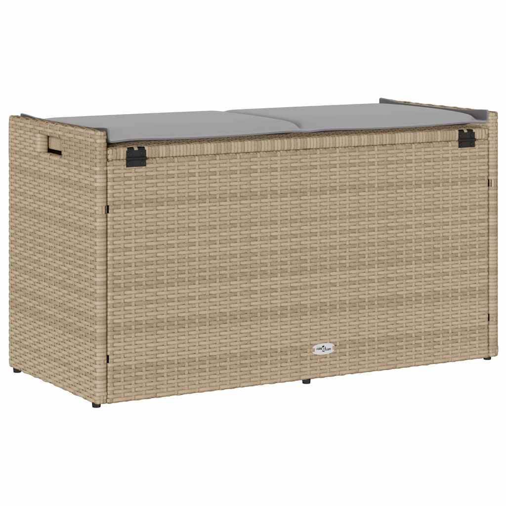 Banc Coffre Rangement Résine Tressée Jardin Assise 100cm Beige - ComfortXL Outdoor Living - Image 6