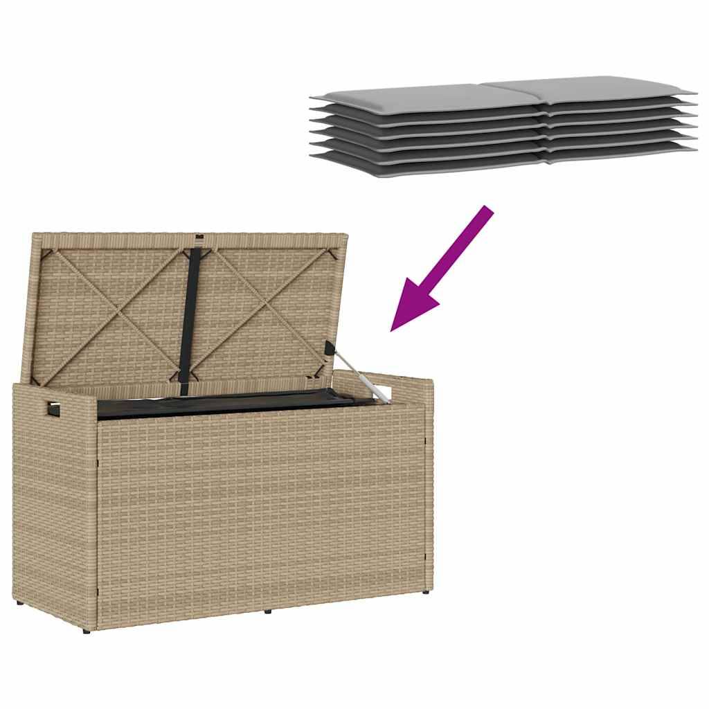 Banc Coffre Rangement Résine Tressée Jardin Assise 100cm Beige - ComfortXL Outdoor Living - Image 7
