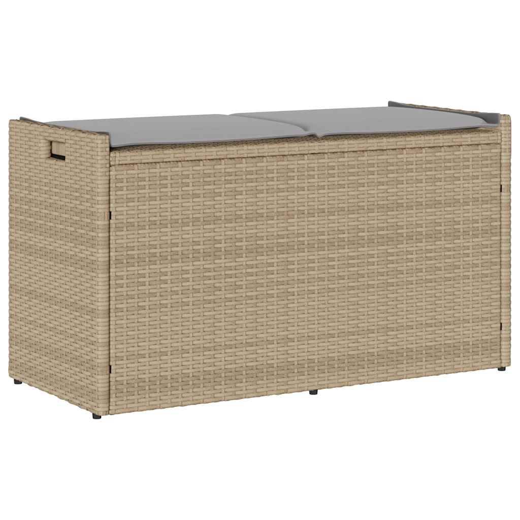 Banc Coffre Rangement Résine Tressée Jardin Assise 100cm Beige - ComfortXL Outdoor Living
