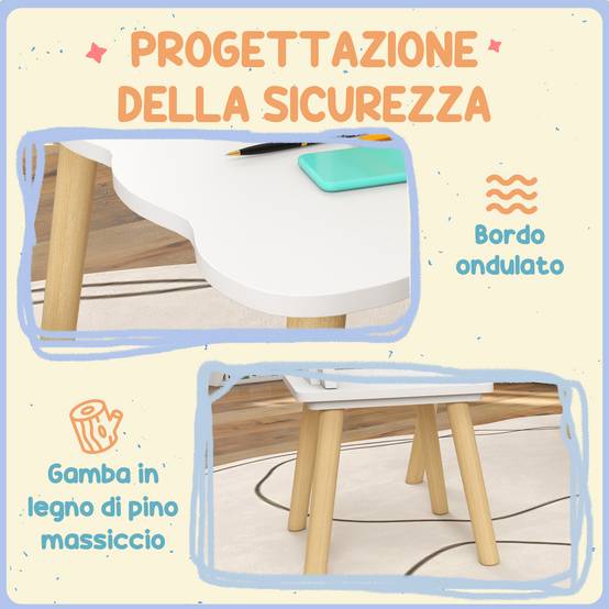 Ensemble table et 2 chaises enfant dossier couronne, 3-6 ans, blanc - Image 7