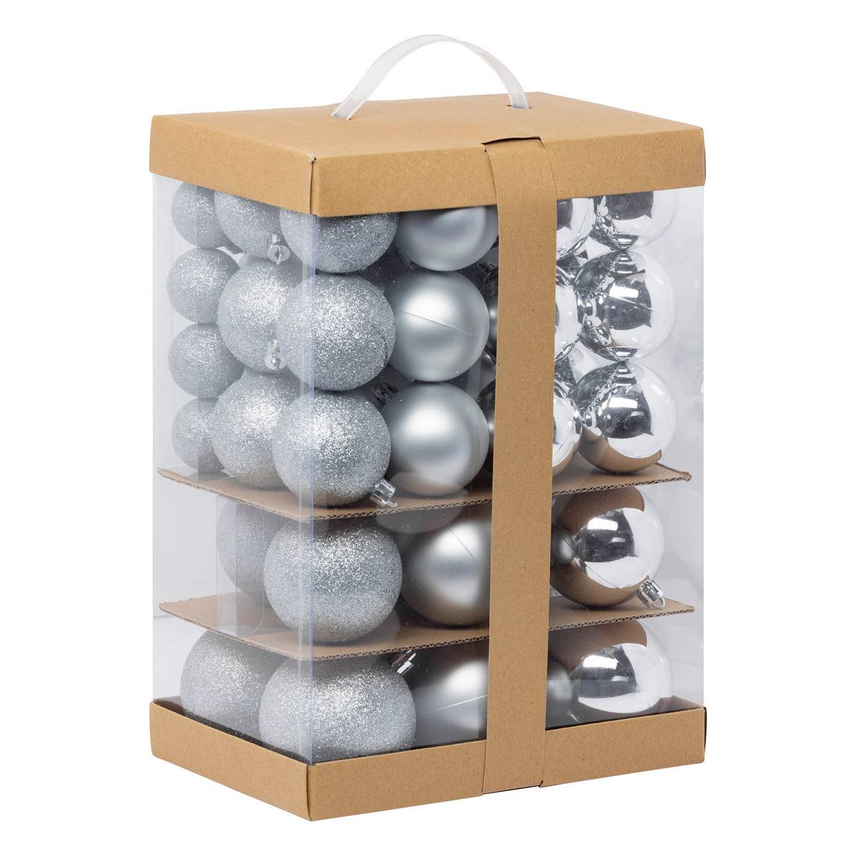 Fééric Lights & Christmas - Déco de sapin Lot de 60 Boules de Noël de 4 à 8 cm - Argent - Image 1