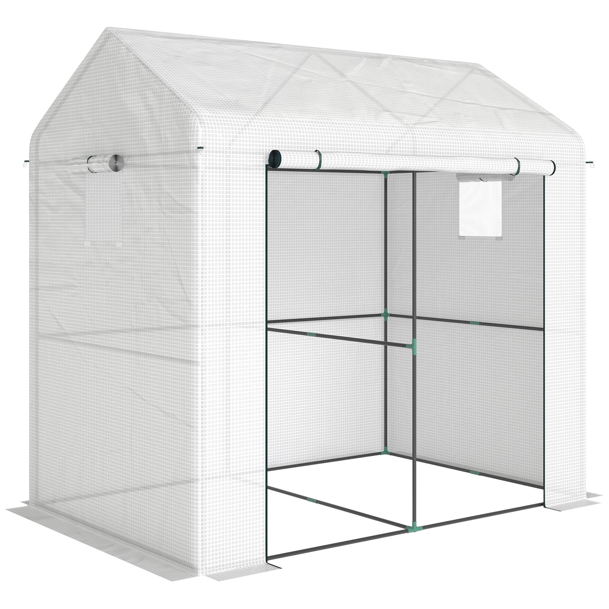 ComfortXL - Serre tunnel de jardin PE et acier blanc 200 x 140 x 200 cm potager tomates 2 espaces - ComfortXL Outdoor Living - Image 2
