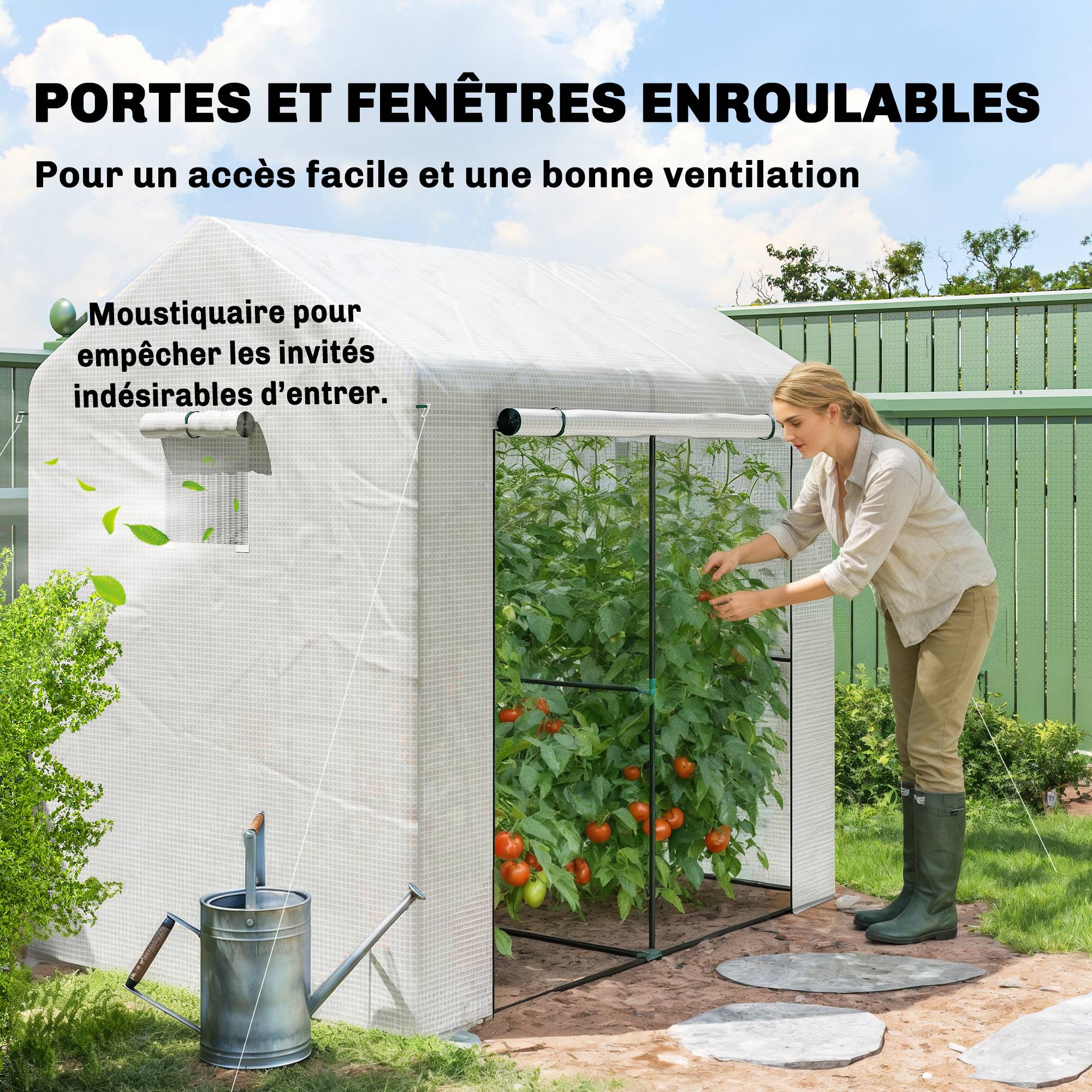 ComfortXL - Serre tunnel de jardin PE et acier blanc 200 x 140 x 200 cm potager tomates 2 espaces - ComfortXL Outdoor Living - Image 8