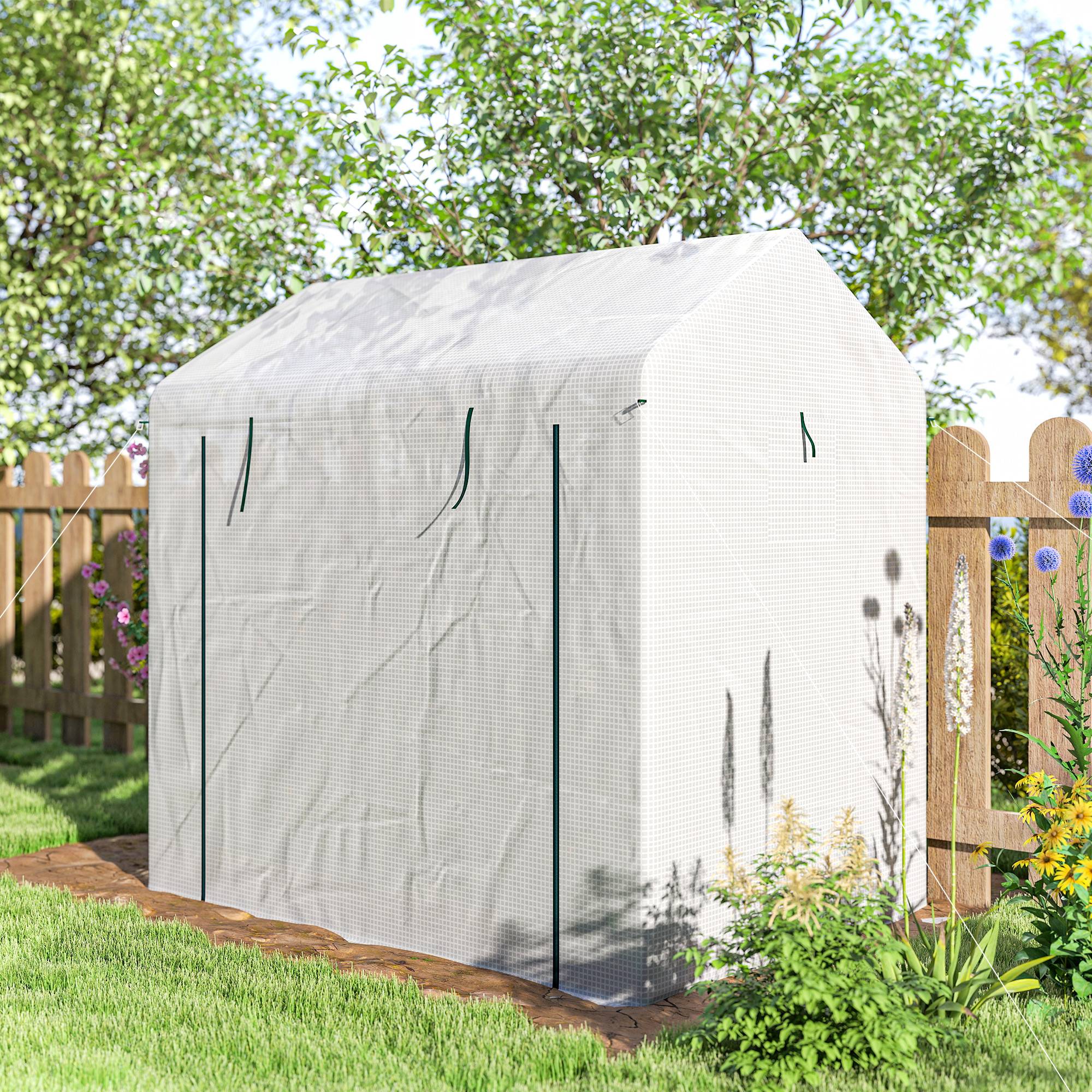 ComfortXL - Serre tunnel de jardin PE et acier blanc 200 x 140 x 200 cm potager tomates 2 espaces - ComfortXL Outdoor Living - Image 10