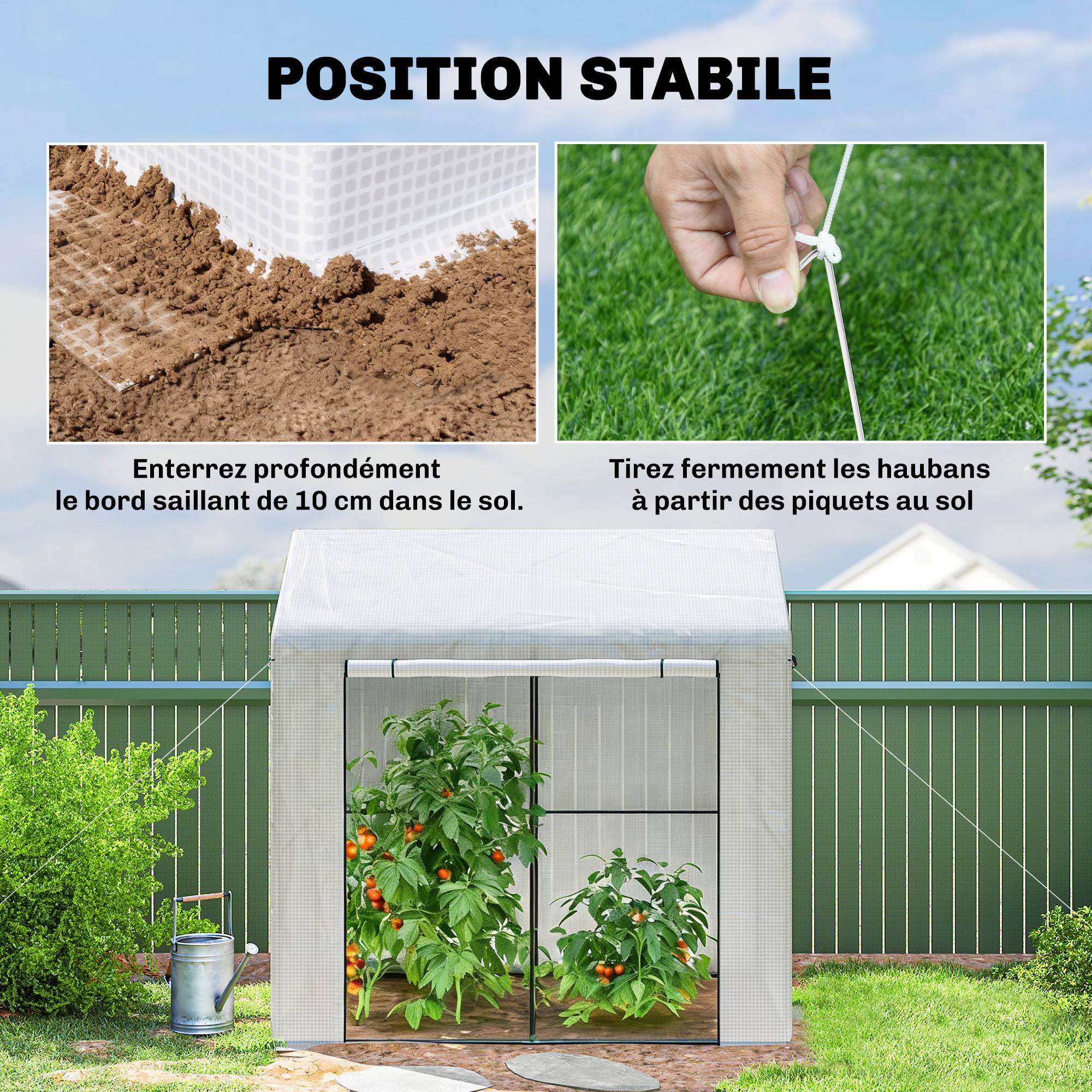 ComfortXL - Serre tunnel de jardin PE et acier blanc 200 x 140 x 200 cm potager tomates 2 espaces - ComfortXL Outdoor Living - Image 9