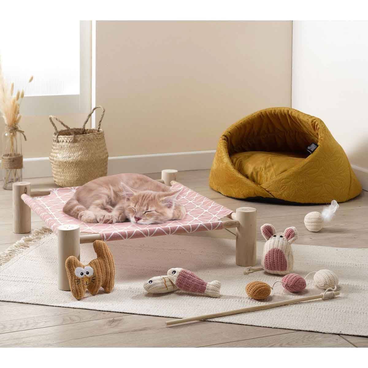 Love Story - Jouet Peluche pour Chat "Boho Cat" 12cm Bois de Rose - Image 3