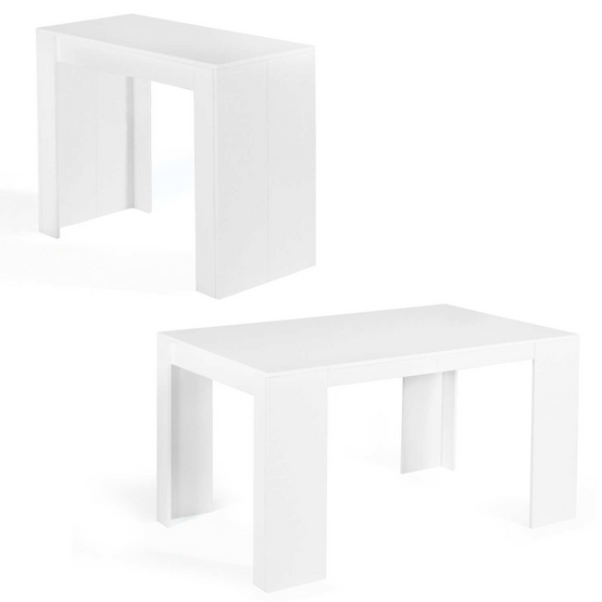 Table console extensible ORLANDO 6 personnes 140 cm bois blanc - Image 2