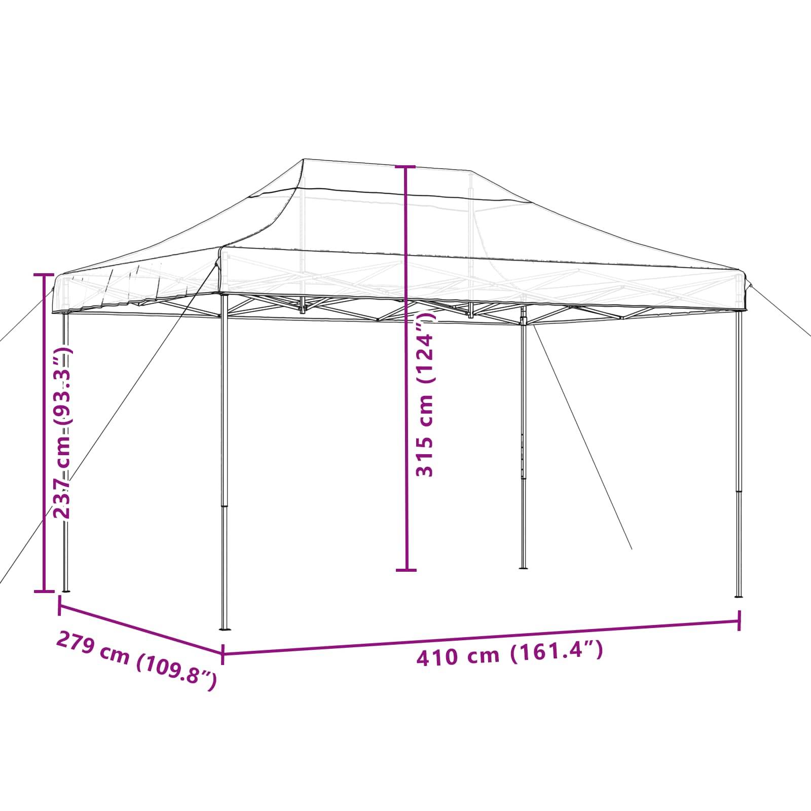ComfortXL - Tente de réception Tissu Oxford pour événements extérieurs auvent pliable 279x410cm Noir - ComfortXL Outdoor Living - Image 10