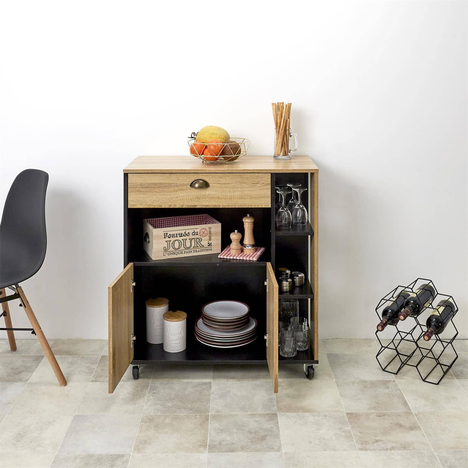 Importdistrib - Buffet desserte cuisine en bois 86X80X39 cm IMPORTDISTRIB - Image 7