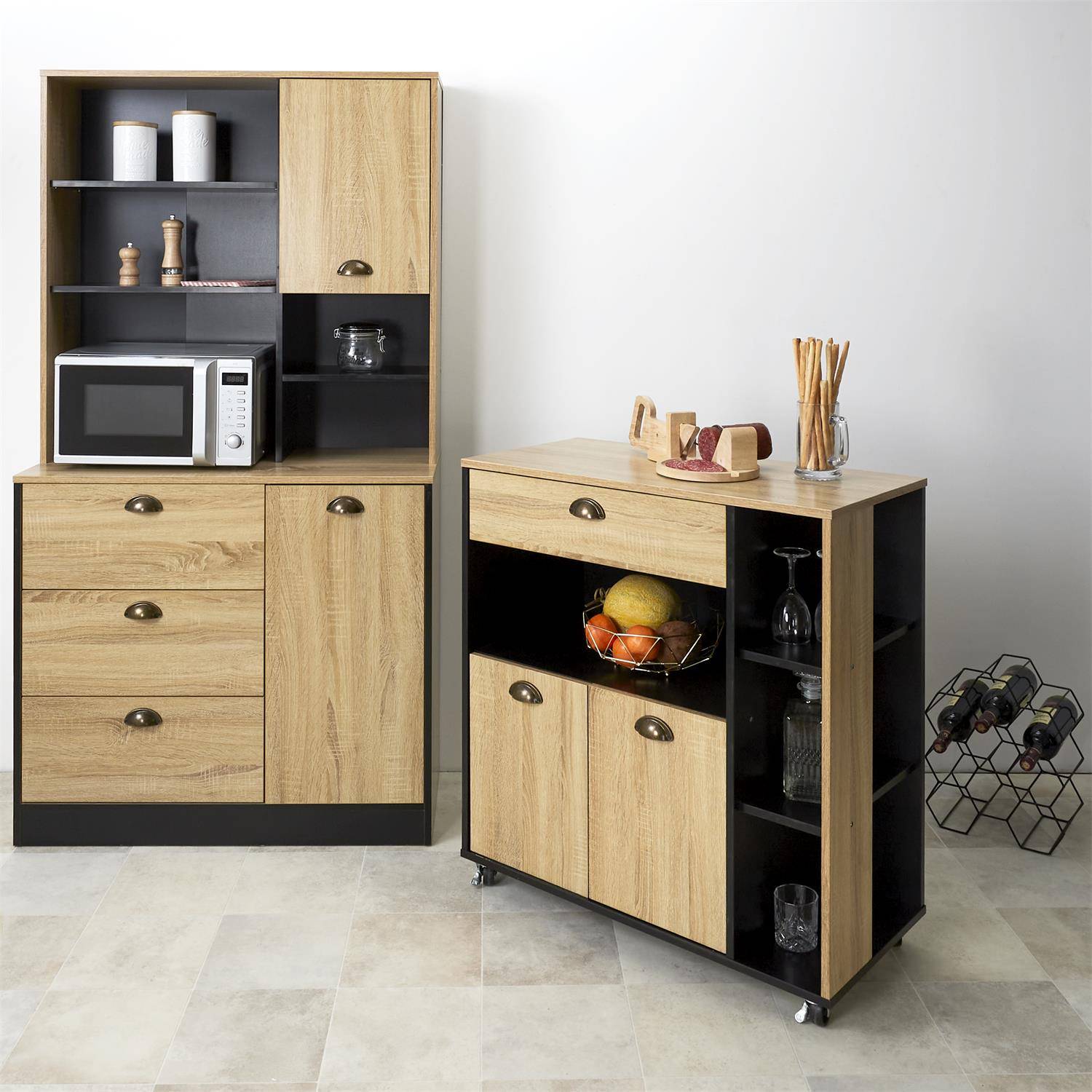Importdistrib - Buffet desserte cuisine en bois 86X80X39 cm IMPORTDISTRIB - Image 4