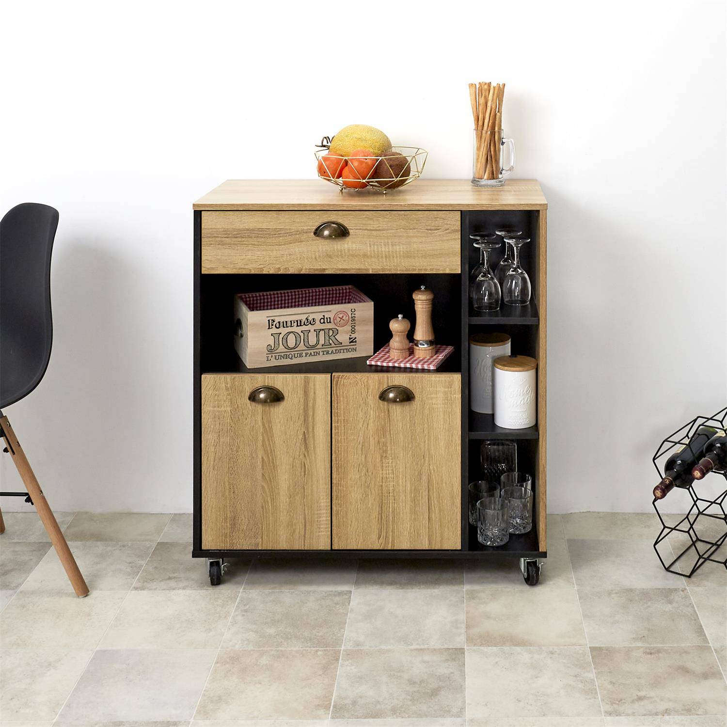 Importdistrib - Buffet desserte cuisine en bois 86X80X39 cm IMPORTDISTRIB - Image 5