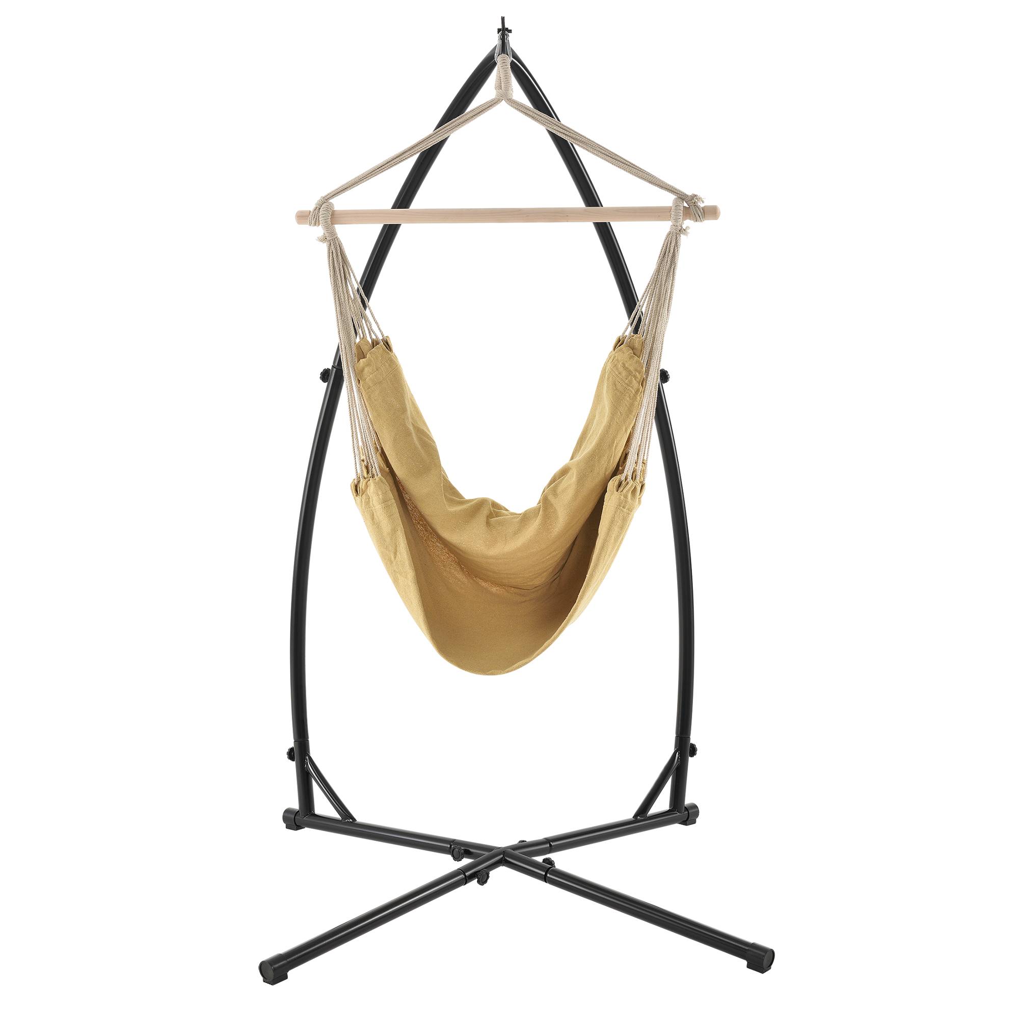 Casa.Pro - Siège Suspendu Diseröd Hamac avec Cadre en Coton Polyester Beige 100 x 100 cm [casa.pro] - Image 3