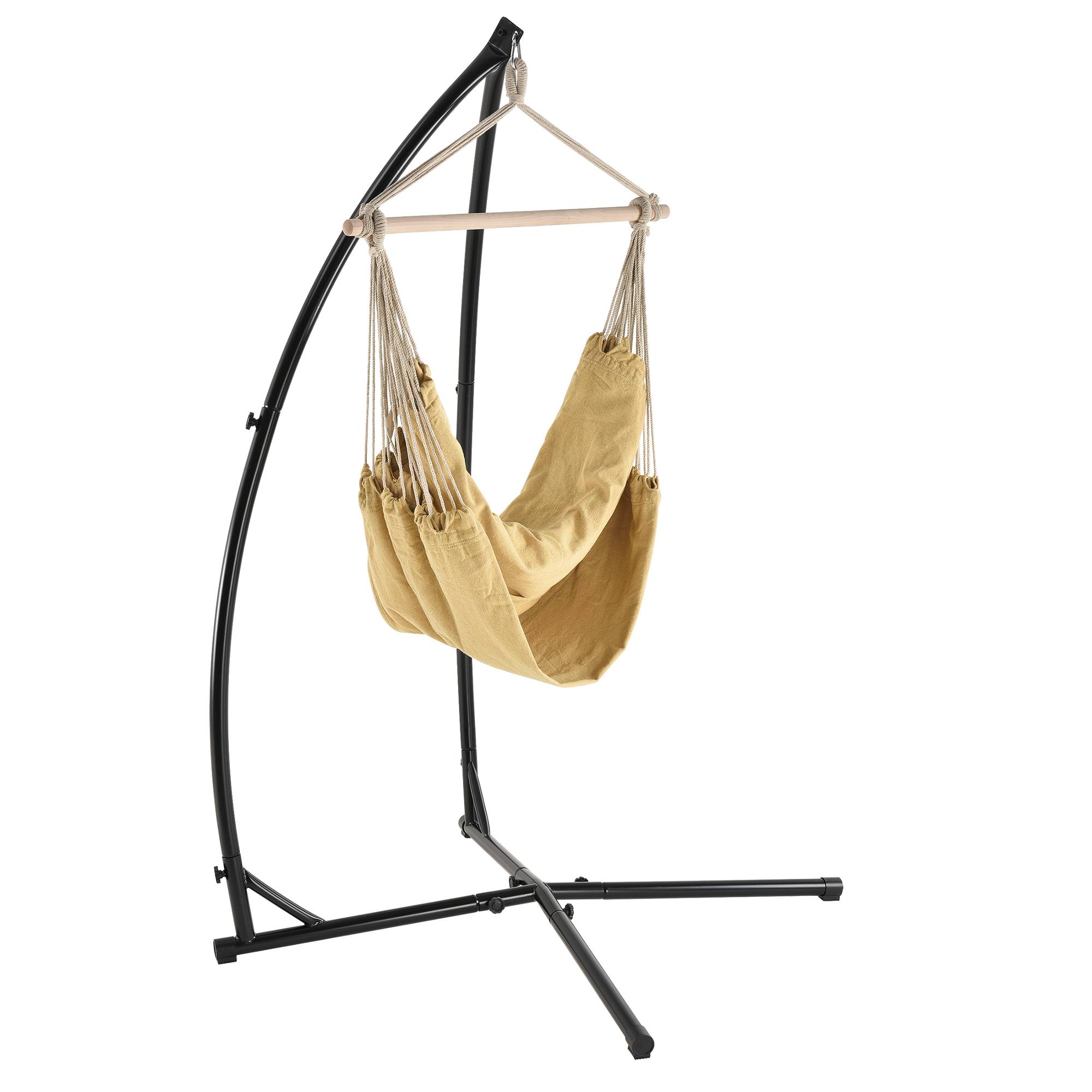 Casa.Pro - Siège Suspendu Diseröd Hamac avec Cadre en Coton Polyester Beige 100 x 100 cm [casa.pro] - Image 1