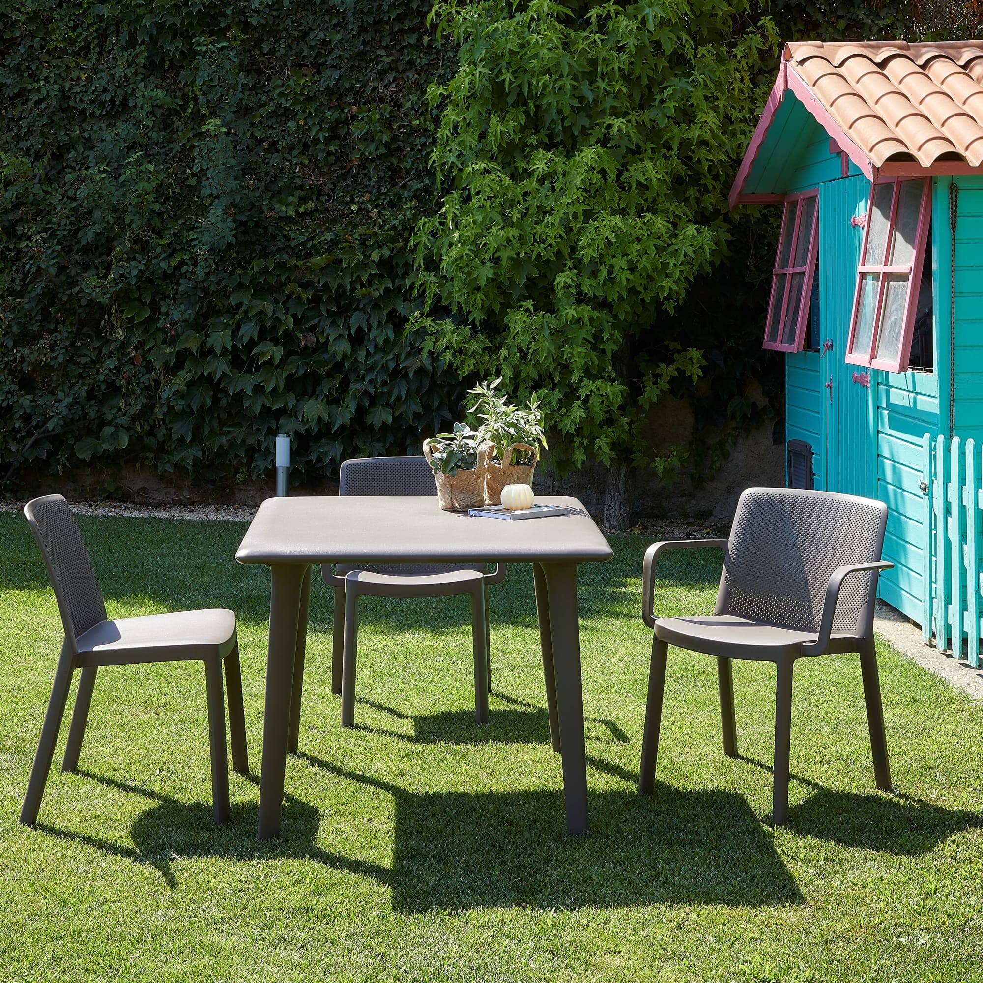 Table carrée extérieur 90x90 sable DESSA Resol - Image 8