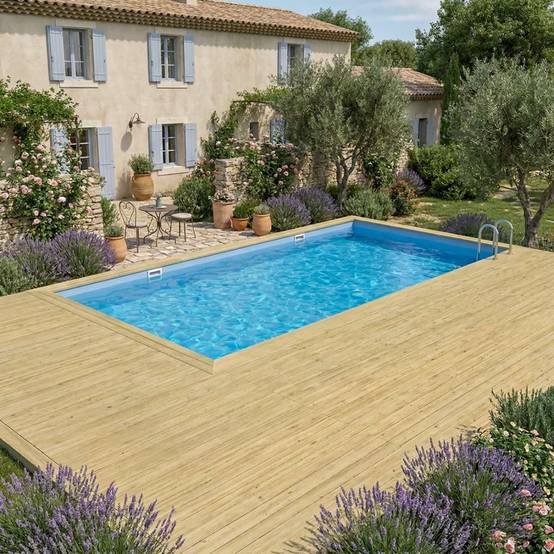 Altanka - Piscine hors sol en bois AQUA 10.2 x 5.2 - H.1.45 m, bleu pâle, fixations à visser - BAS7310OSPL - ALTANKA - Image 3