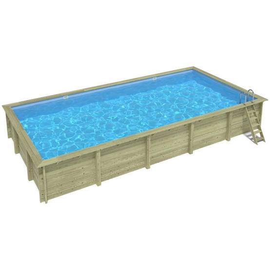 Altanka - Piscine hors sol en bois AQUA 10.2 x 5.2 - H.1.45 m, bleu pâle, fixations à visser - BAS7310OSPL - ALTANKA - Image 1