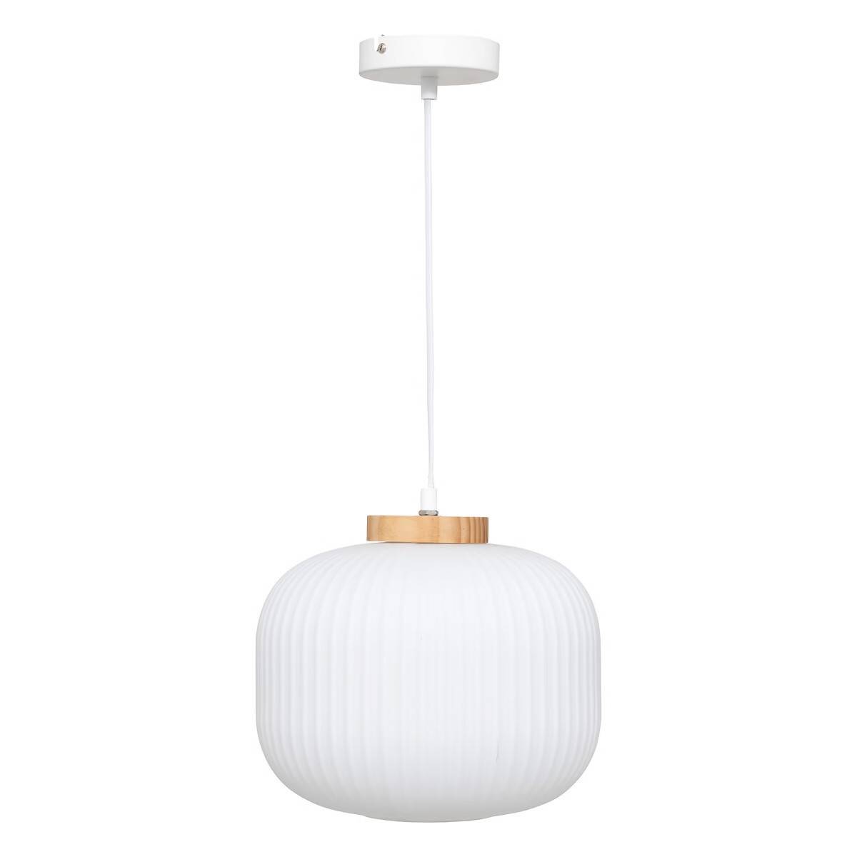 Lampe Suspension en Verre "Travis" 25cm Blanc - Image 1