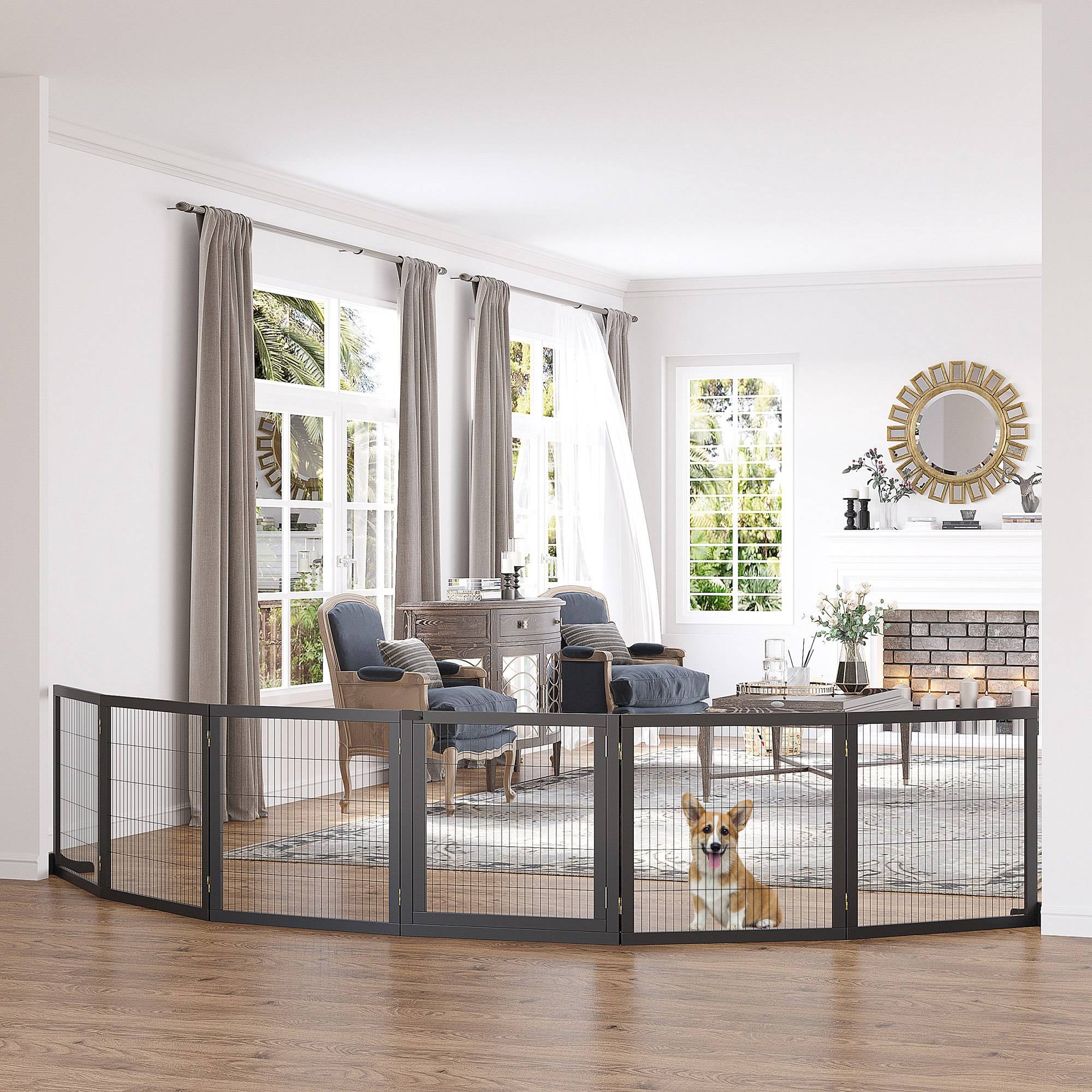 Barrière de sécurité bois de pin noir 432.00 x 36.00 x 70.00 cm - PANGIVO - Image 2