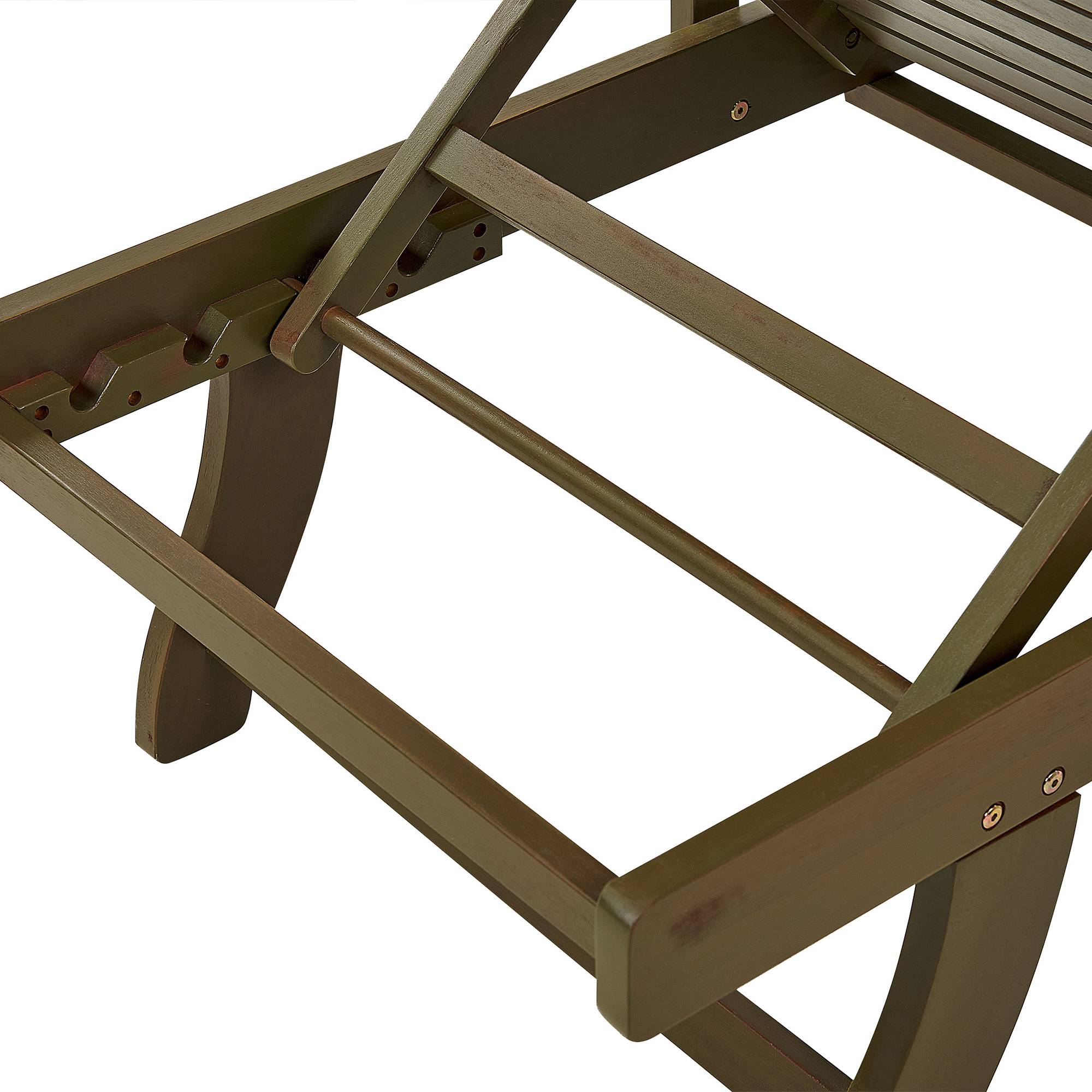 Beliani - Chaise Longue en Bois d'Acacia Foncé à Roues Transat avec Siège Inclinable et Coussin Bleu Rayé pour Terrasse Style Campagne Rustique - Image 6