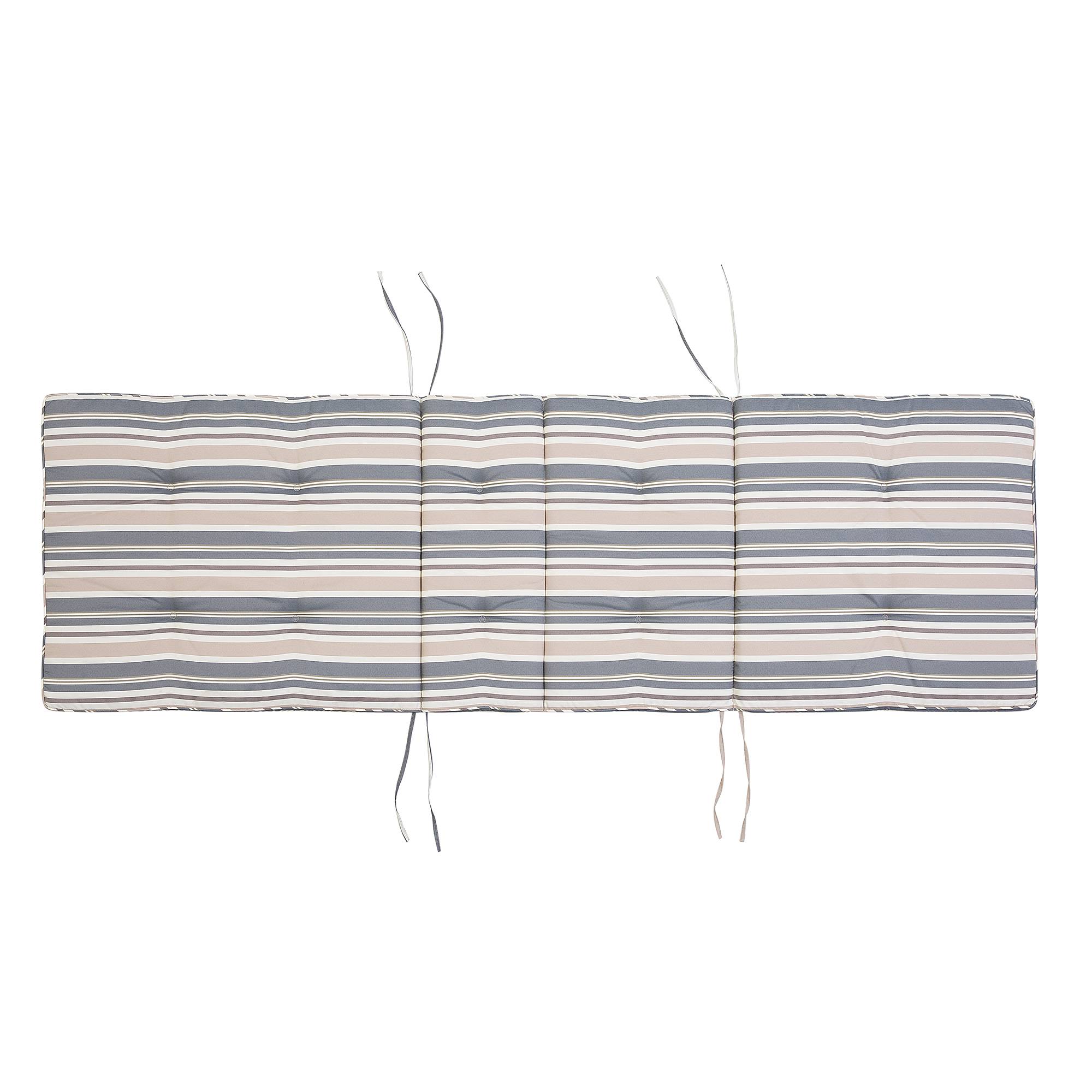 Beliani - Chaise Longue en Bois d'Acacia Foncé à Roues Transat avec Siège Inclinable et Coussin Bleu Rayé pour Terrasse Style Campagne Rustique - Image 7