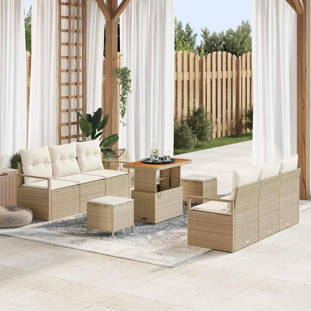 ComfortXL - Salon de Jardin Modulable 9 pcs avec Table en Acacia et Coussins Épais Beige – ComfortXL Outdoor Living - Image 1