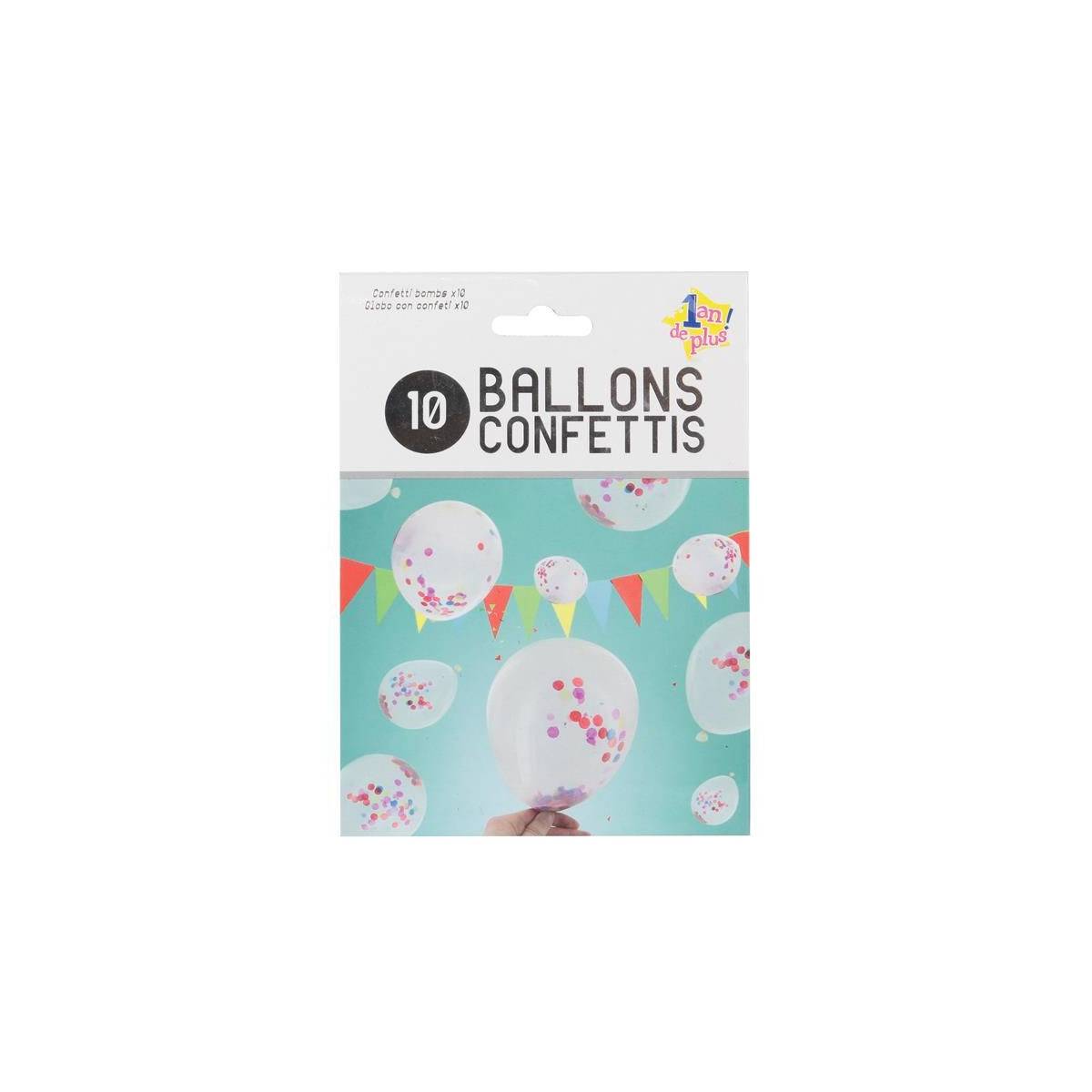 Party Time - Lot de 10 Ballons "Confettis" 4cm Multicolore - Image 3