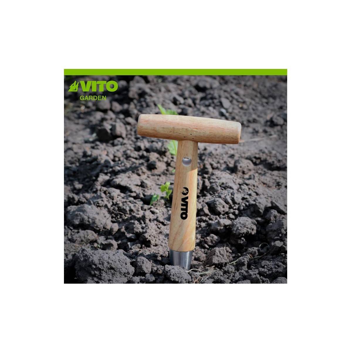 Plantoir à bulbes manche en T Outil de jardin Manche bois Inox Haute qualité VITO - Image 4