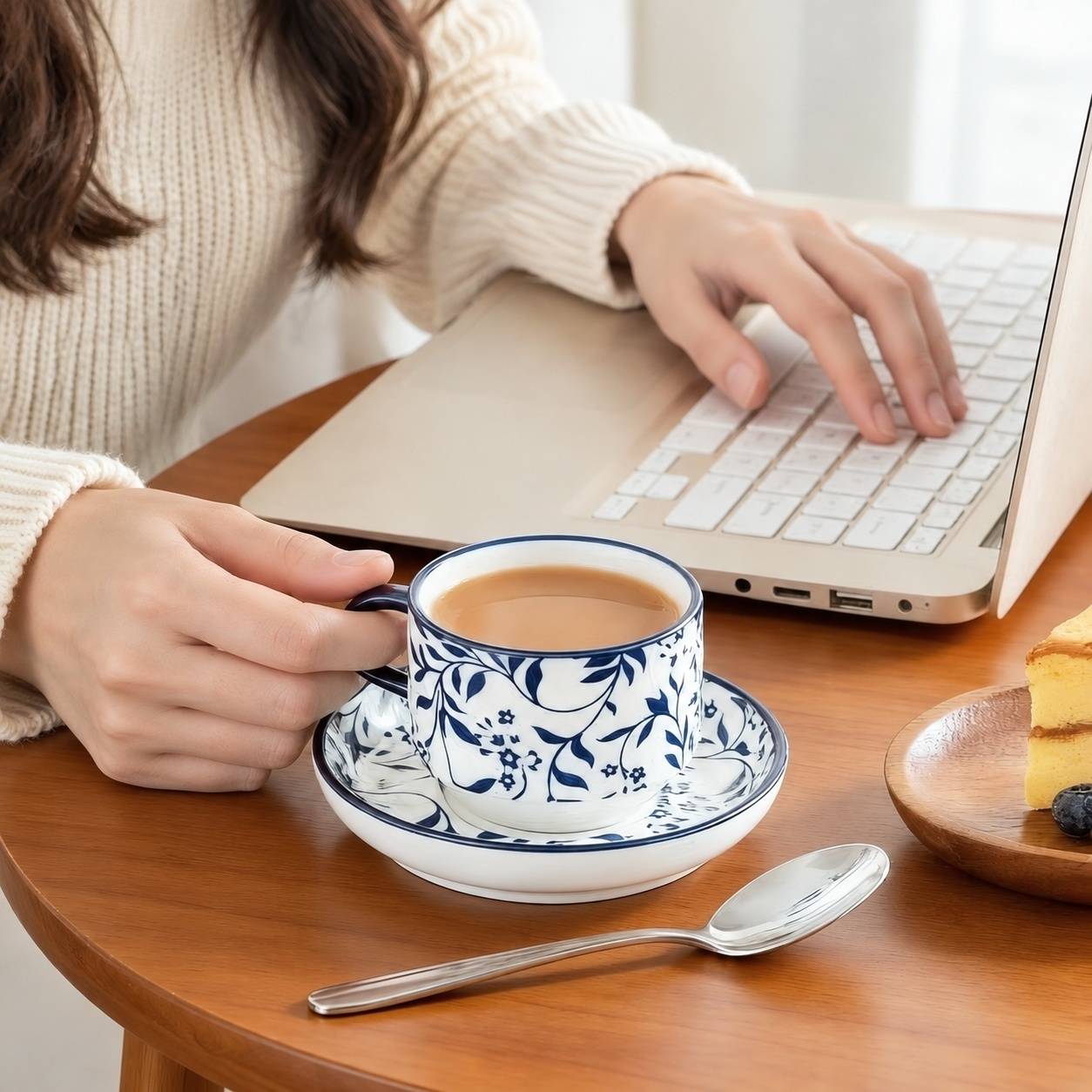 Set de 4 Tasses à Café Porcelaine avec Sous-tasses et Support - Image 7