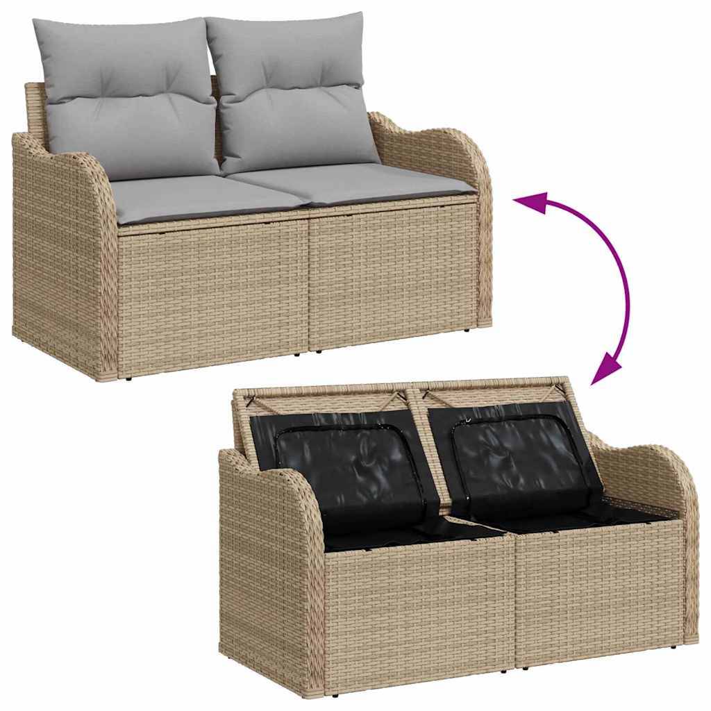 Mobilier Détente 5 pcs Beige & Gris Clair – Résine & Bois – Style Épuré & Moderne – ComfortXL Outdoor Living - Image 9