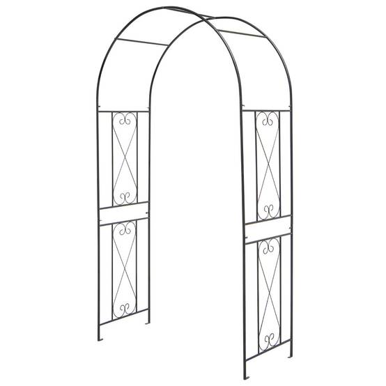Arche de Jardin Métallique pour Plantes Grimpantes Treillis de Jardin avec Toit Élégant Décorative 120 x 56 x 220 cm Noir MAISON CHIC - Image 1