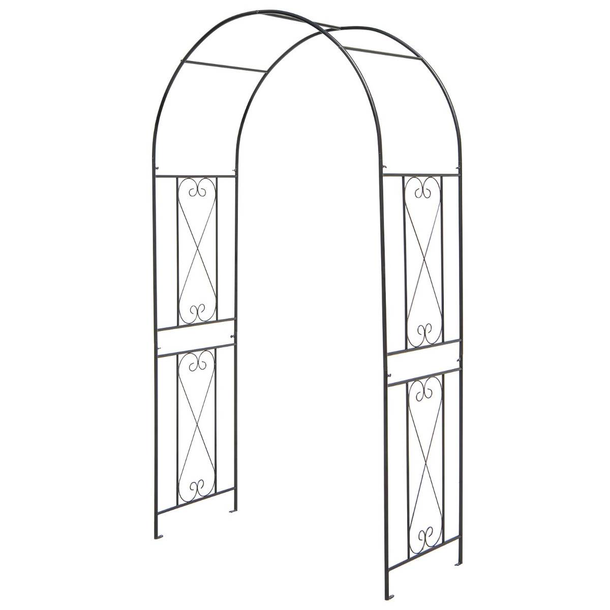 Arche de Jardin Métallique pour Plantes Grimpantes Treillis de Jardin avec Toit Élégant Décorative 120 x 56 x 220 cm Noir MAISON CHIC - Image 1