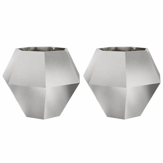 Helloshop26 - Lot de 2 jardinières rectangulaires extérieures pour jardin balcon 100 x 100 x 80 cm en acier inoxydable argent - Image 1
